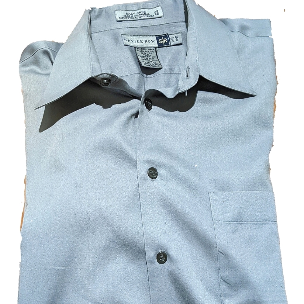 Saville Row London steel grey shirt, men's 15.5